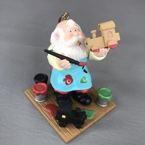 Vintage Santa Ornament Painting Toy Train Westmar Christmas Workshop 1996